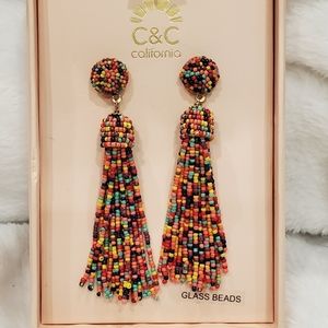 C&C California multi colored bead earrings NWOT